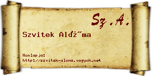 Szvitek Alóma névjegykártya